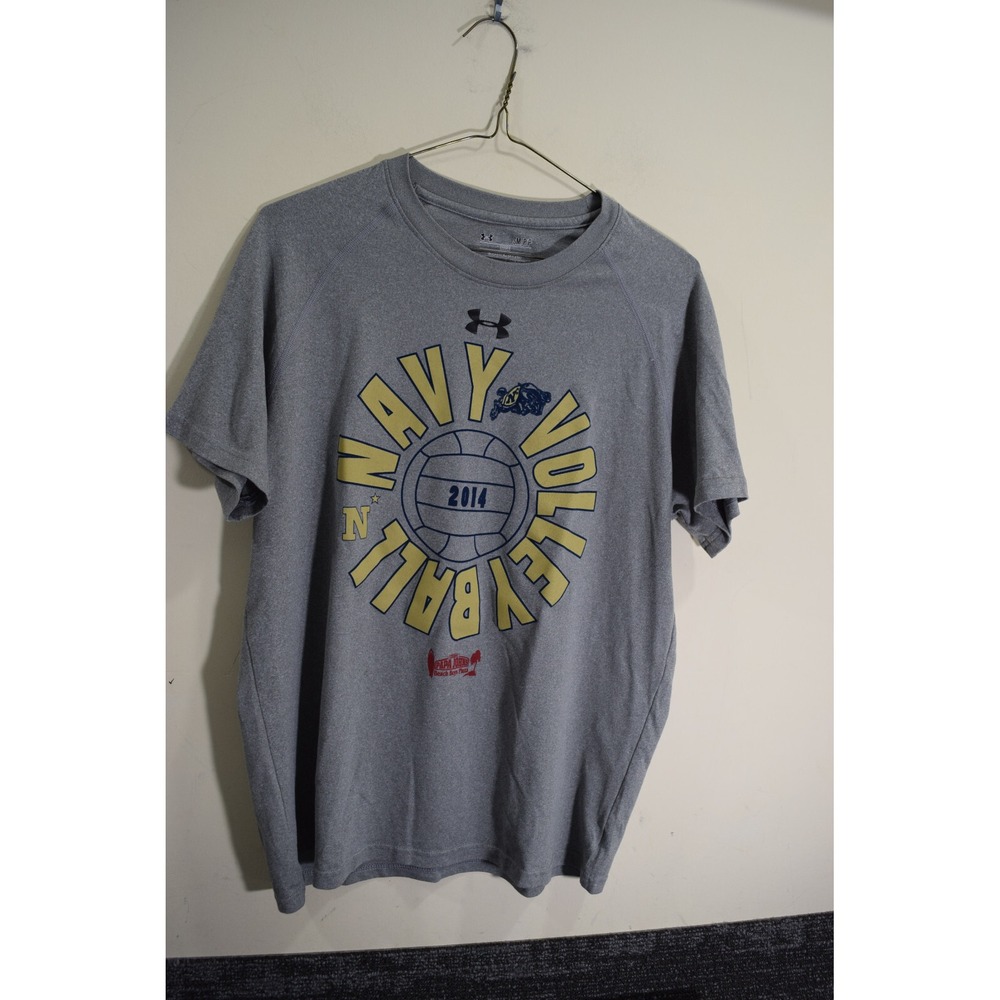 2014 USNA Naval Academy Navy NCAA D1 Volleyball SIGNED Gray T-shirt MENS S